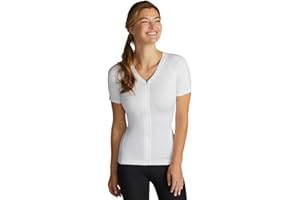 Tommie Copper Womens Short Sleeve V Neck Compression Shirt with Front Zipper – Posture Corrector Back & Shoulder Support