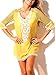 BLENCOT Women's Crochet Chiffon Tassel Swimsuit Bikini Pom Pom Trim Swimwear Beach Cover Up-Yellow Medium
