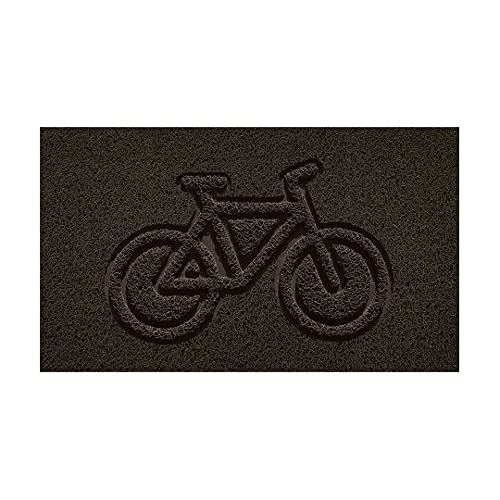 Nicoman Embossed Spaghetti Door Mat Dirt-Trapper Jet-Washable Doormat 70x43cm (Brown, BIKE Shape) - Use Indoor or Sheltered Outdoor