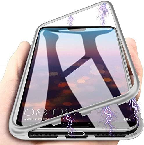 MATOP Magnetic Case for Huawei P20 Pro,Ultra Thin Clear Double Sided Tempered Glass [Magnet Absorption Metal Bumper Frame] 360 Full Protective Phone Shell for Huawei P20 Pro,Men Women
