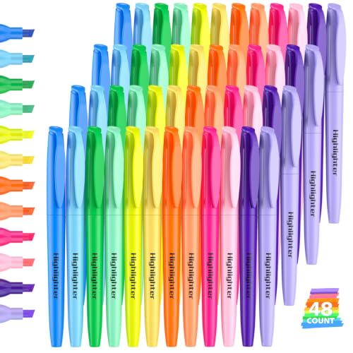 48 Count Highlighters 12 Assorted Colors Chisel