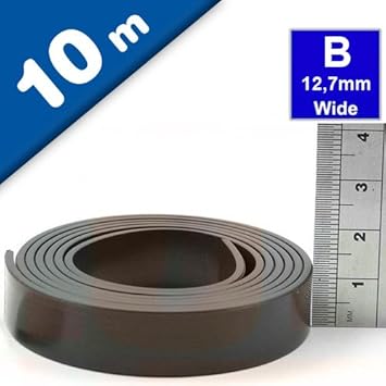 Magnetband Magnetstreifen selbstklebend mit Premium-Kleber - 1,5mm x 12,7mm x 10m - Magnetisierung TYP B, anisotrop