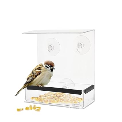  Window Bird Feeder Extended Roof Steel
