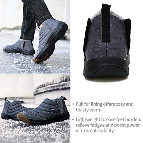 ulogu Men's Winter Snow Boots Fur Lined Antiskid Cold Weather Shoes - Thumbnail 5