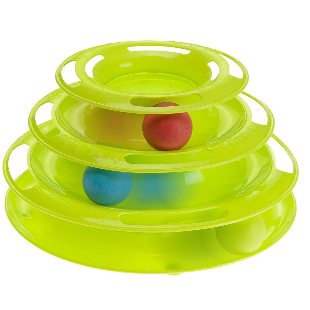 Ferplast Interactive Cat Toy TWISTER Teaser Cat Toy with Non-Slip Feet, 4 Layers, 3 Balls Included, Ø 24.5 x 13 cm
