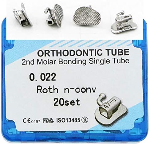 Orthodontic Roth 0.022 Tubes Dental Second Molar Bonding Single Tubes un-convertible Buccal Tubes 20 Sets Number Marked 2 Generation 80 pieces