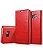 Crosspace Compatible with Galaxy S7 Edge Case [5.5 inch 2016 Release] Wallet Case PU Leather Cases Magnetic Folio Book Stand Flip Case Cover with Card Slots (Red)