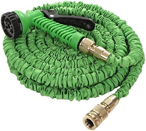 Amazon Com Best Green 50 Foot Expandable Garden Hose Lightweight Double Latex Brass Connectors So Very Strong Won T Rust Rip Or Burst Retracts By Itself 7 Pattern Lockable Spray Gun