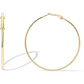 PAVOI 14K Gold Plated 925 Sterling Silver Post Hoops | Large Hoops Earring | Lightwight Gold Hoop Earrings for Women