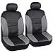 Motor Trend Two Tone PU Leather Car Seat Covers - Black Classic Accent Gray Sides - Premium Leatherette - Front Pair