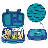 Bentgo Kids Prints (Sharks) - Leak-Proof, 5-Compartment Bento-Style Kids Lunch Box - Ideal Portion Sizes for Ages 3 to 7 - BPA-Free and Food-Safe Materials