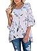 HOTAPEI Womens Summer Casual Loose Floral Printed 3/4 Ruffled Sleeve Tunic Hi Low T Shirt Blouse Tops