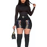 SIAEAMRG Jean Shorts for Women Juniors, Summer High Waisted Stretchy Frayed Raw Hem Tassels Denim Shorts