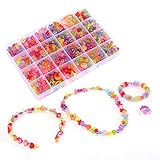 KANKANWO Children's DIY Colorful Acrylic Beads Toy Hair hoop Beads Bracelet Hair Clasp Necklace Kids Handmade Gifts for Early Childhood Education Toys (Translucent)