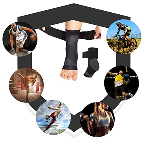 1 Par Tobillera para Esguince Ortopédica, Tobilleras Deportivas de Compresión, Ajustable , Antideslizante Soporte de Tobillo Súper Elástico Transpirable，para Fitness、Tensión en el Tobillo 、Esguinces y Alivio de Dolor de Hinchazón (Negro -M)