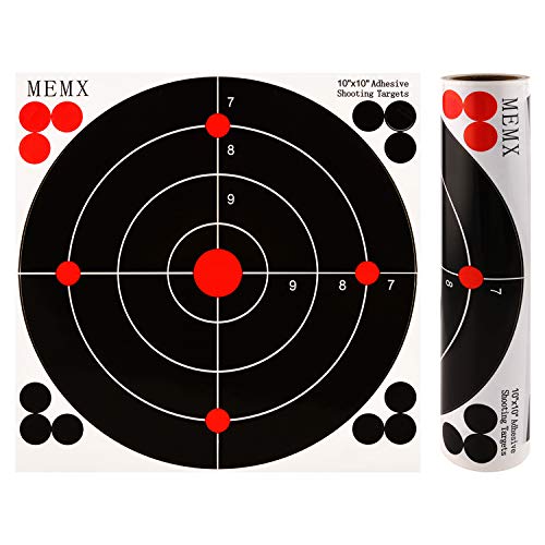 MEMX Reactive Target Stickers - 10 inch Self Adhesive Shooting Targets - High Visibility Impact - Gun Targets for Rifle - Pistol - Airsoft - BB Gun - Pellet Gun - Air Rifle（25Pack）