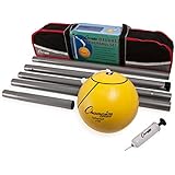 Champion Sports Portable Tetherball Set: Classic Backyard Lawn Beach and Pool Party Game Includes Soft Ball Nylon Rope & Durable Telescopic Pole with Free Air Pump