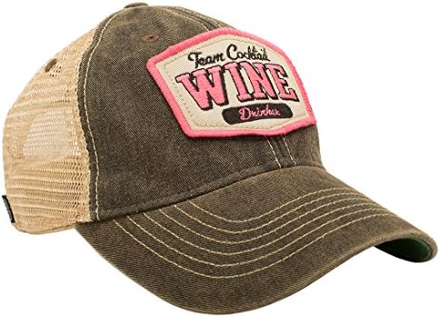 TEAM COCKTAIL Wine Drinker Mesh Trucker Hat - Black Hat (Black w/ Pink)