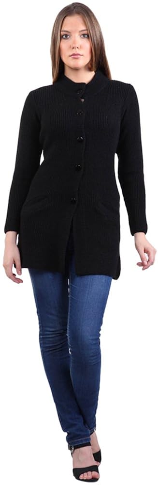 montrex acro wool winter long coat for women, girls (black)