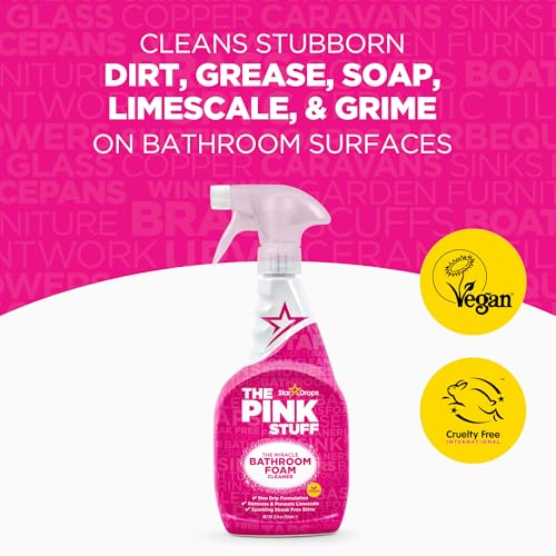 STARDROPS – THE PINK STUFF – MIRACLE BATHROOM FOAM CLEANER 750ML – BATHS, TILES, SOAP SCUM, LIMESCALE, STREAK FREE