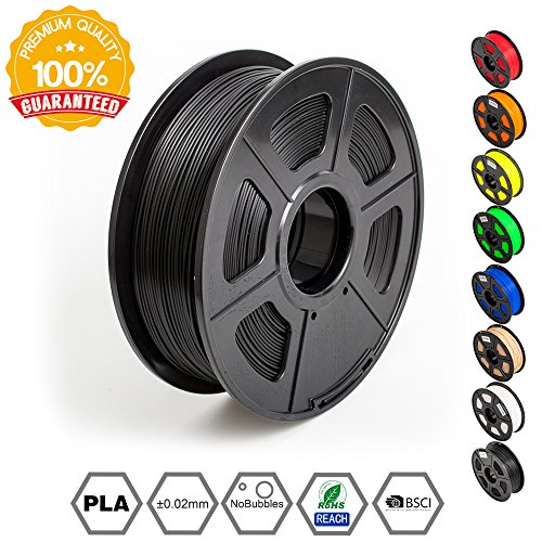 3D Printer Filament PLA Black-PLA Filament 1.75 mm SUNLU,Low Odor Dimensional Accuracy +/- 0.02 mm 3D Printing Filament,2.2 LBS (1KG) Spool 3D Printer Filament for 3D Printers & 3D Pens,Black
