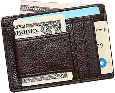 Goodsers Genuine Leather Magnetic Front Pocket Money Clip Made with Powerful Rare Earth Magnets (Coffee)