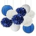 2023 Graduation Party Decorations Navy Furuix White Navy Blue Paper Lanterns Mixed Package for Navy Blue Themed Party Wedding, Bridal Shower Decor Baby Shower Decoration 2023 Graduation Party Supplies