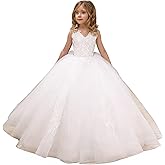 Flower Girl Dress Kids Lace Applique Pageant Ball Gown Prom Dresses