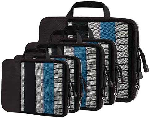 Forestgrow 5 Set Compression Packing Cubes Mesh Lightweight Luggage Packing Organizers for Travel Bags Black