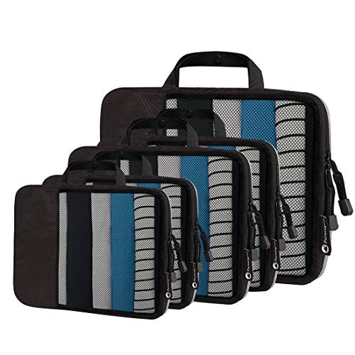 Forestgrow 5 Set Compression Packing Cubes Mesh Lightweight Luggage Packing Organizers for Travel Bags Black
