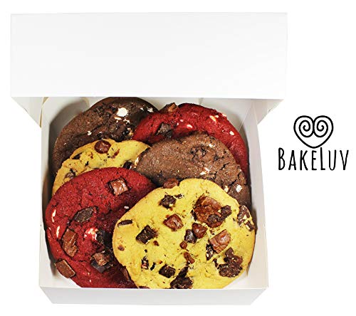 BakeLuv White Bakery Boxes with Window 8x8x2.5 inches | 25 Pack | Auto-Popup | Thick & Sturdy 350 GSM | Cookie Boxes with Window Bakery Boxes for Cookies, Cake Boxes, Donut Boxes, Pastry Boxes