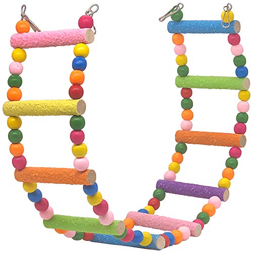 Bird Ladder Parrot Toys, Rough Surface Perch Grinding Nail Cage Accessories Toys for African Gray and Medium Bird