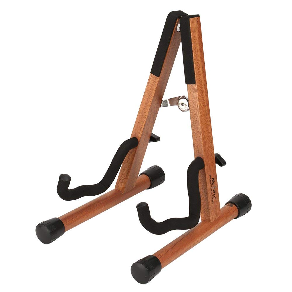 Neboic Wooden Stand With Bow Holder - Foldable A-Frame for Violin, Ukulele, Banjo, and Mandolin