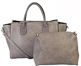 Diophy PU Leather Tote Satchel Duffel Large Unlined Women Purse Handbag Accented Top Handle with Removable Strap, Bag in a Bag, 2 in 1 ZD-2729
