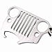 Nuoxinus Car Key Chain Ring, Cool Grill Keychain & Bottle Opener with Laser-Cut 304 Stainless Steel for Jeep Wrangler, Men, Women, Driver, Automotive Enthusiasts (Silver)