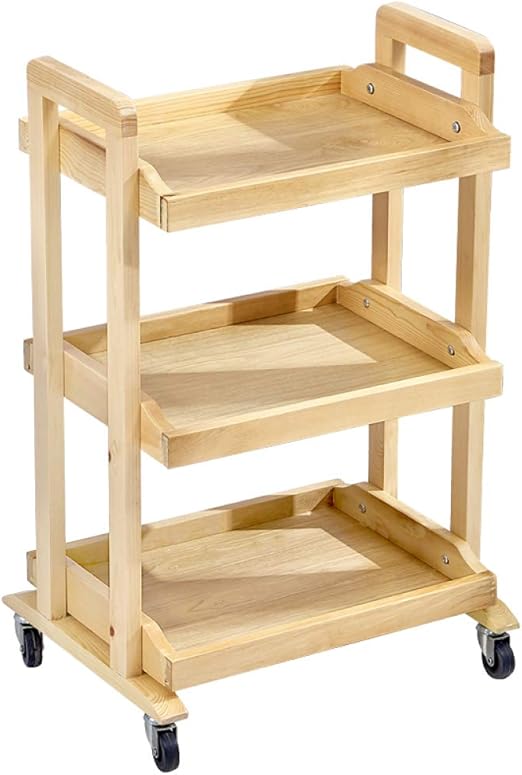 Amazon Com Liulife 3 Tier Wooden Serving Cart Kitchen Trolley