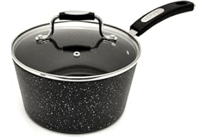 Starfrit The Rock 1.4L (1.5Qt) Non-Stick Saucepan - Durable Forged Aluminum - Oven Safe - PFOA Free - Easy to Clean - Black