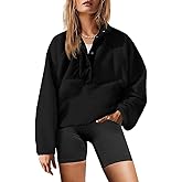 Aoang Womens Oversized Sherpa Jacket Fuzzy Fleece Teddy Coat with Pockets Colorblock S-XL