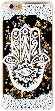 iPhone 6s Case, Weline Fluid Flowing Liquid Back Cover, Luxury Bling Glitter Star Quicksand Hard Plastic Bumper Skin Dual Layer Transparent Cover Shell Skin for Apple iPhone 6/6s- Palm Flower