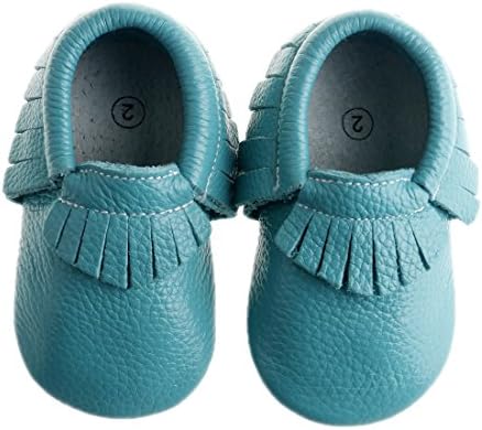 Pidoli Baby Girls Genuine Leather Soft Sole Moccasins Infant Toddler (3 13cm 5.11", Turquoise)