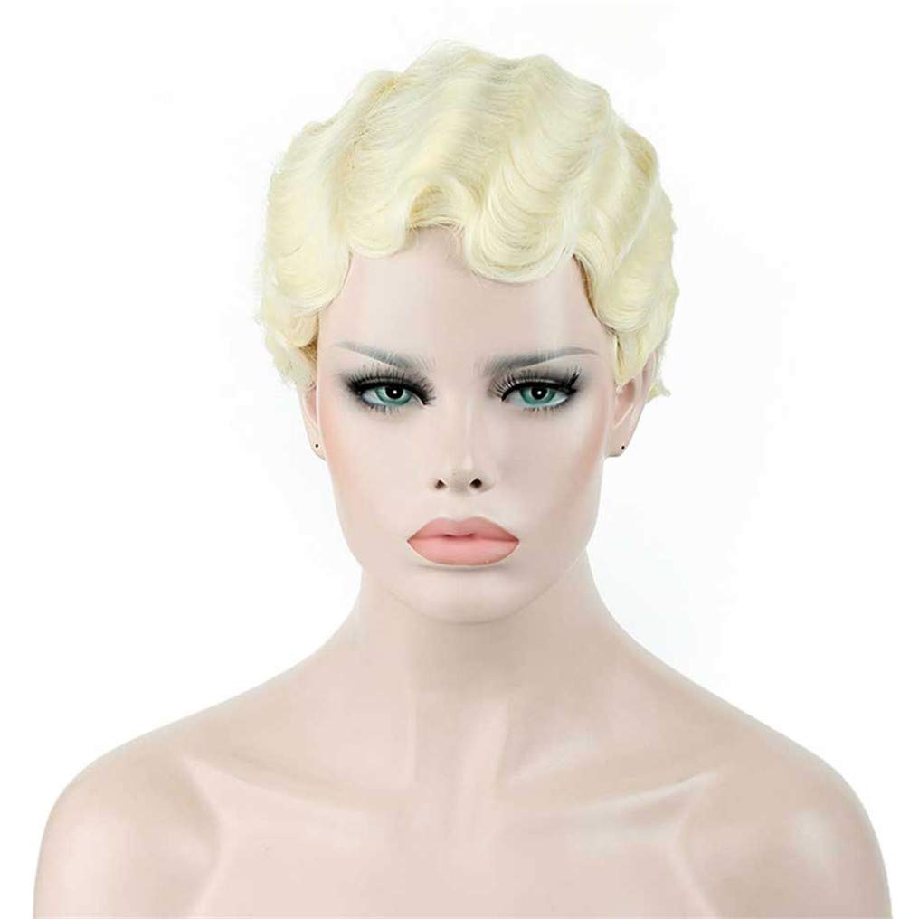 Amazon Com Peony Red Short Black Water Wave Curly Wig For Black