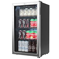 Vremi 120 Can Beverage Refrigerator - 3.2 Cubic Foot Capacity, Double Pane Glass Door, Stainless Steel Frame, LED Lighting and Digital Thermostat - Designed for Homes, Bars and Offices