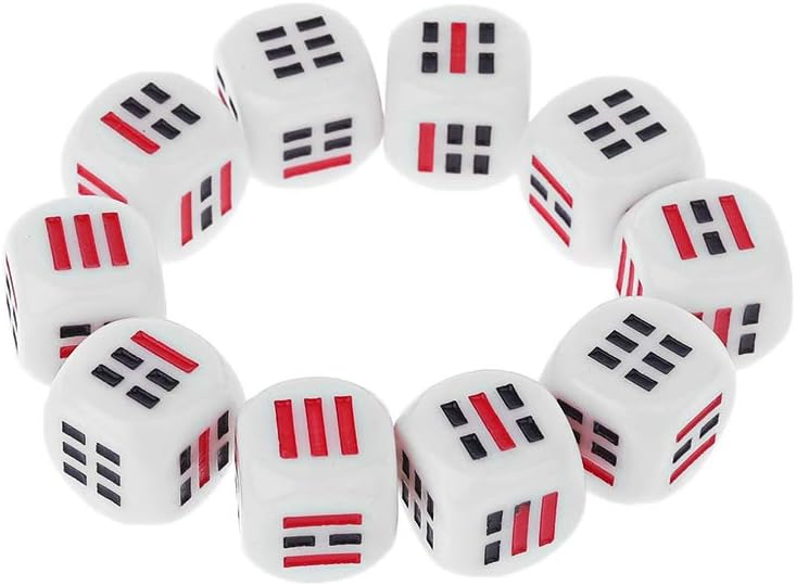 RITER 10Pcs D6 Dices， for Easy Fortune-Telling Guess Divination Dice Ba Gua Eight Trigrams Parts Accessory 16mm