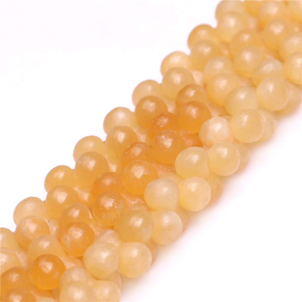 GEM-Inside 76Pcs 6x12mm Dumbbell Natural Yellow Jade Gemstone Semi Precious Charms Beads for Jewelry Making 15" Strand Chakras Beads