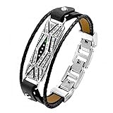 For Fitbit Flex 2 Bands Bracelet, TENGL Adjustable Replacement Genuine Leather Braided Wristbands Metal Clasp with Rhinestone Large Small