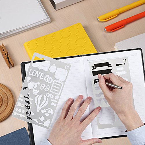 image for Wocst 20 Pieces 4x7 Inch Bullet Journal Stencil Set Plastic Planner St