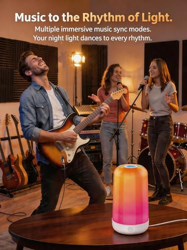 Smart Bedside Touch Table Lamp, App Control & Color Changing, Rechargeable Cordless LED Night Light, 3600mAh Battery, RGB Dimmable for Kids Bedroom, Nursery, Living Room, Desk, Ramadan Decor Gift