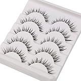 False Eyelashes，TianQin WY 5 Pairs Fake Eyelashes Handmade Messy Natural 3D Eye Lashes Cross Fashion Extension For Makeup (5 PairsBlack)