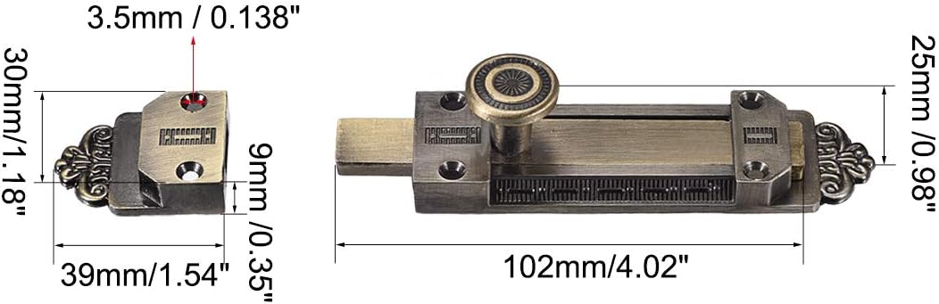 sourcing map Barrel Slide Door Bolts, 5-inch Zinc Alloy Security Latch Lock (Bronze Tone), 5-inch,1 Pcs - Image 3