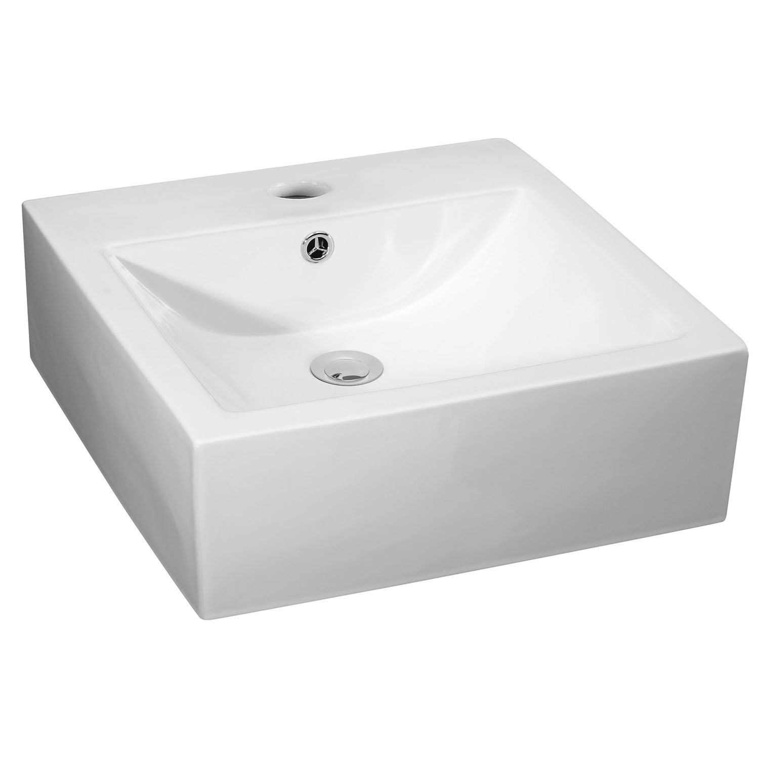 Nuie NBV102 Modern Rectangular Bathroom Counter Top Sink Basin, 160mm x 470mm, White, 470 mm — image 1